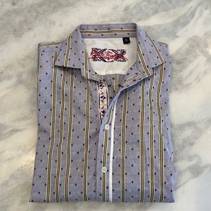 Robert Graham Men’s button-down, popped collar and sleeves, Size 2XL